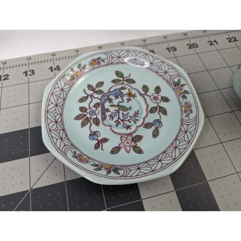 Adams Singapore Bird‎ Turquoise Mini Cup Saucer Lot Wedgewood